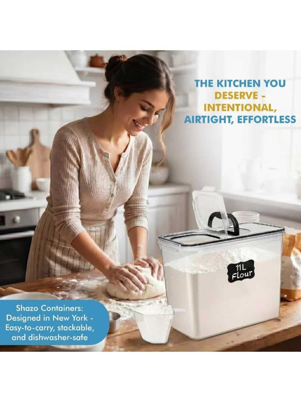 Extra Large Airtight Food Storage Containers with Spout Lid & Handle - 11L/372oz